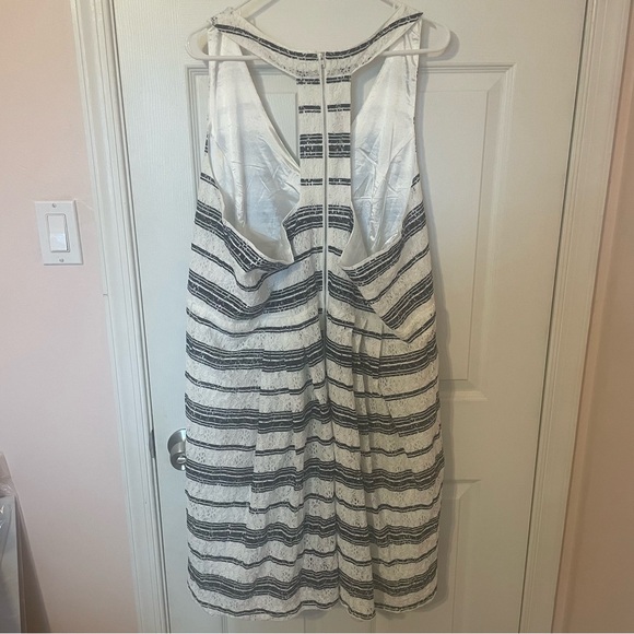 City Chic Blue and White Lace Detail Dress - Picture 6 of 9